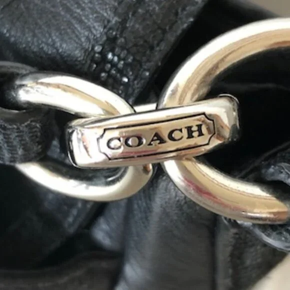 COACH Taylor Black Leather Marin Satchel Tote Shoulder Bag Vintage - Picture 14 of 15